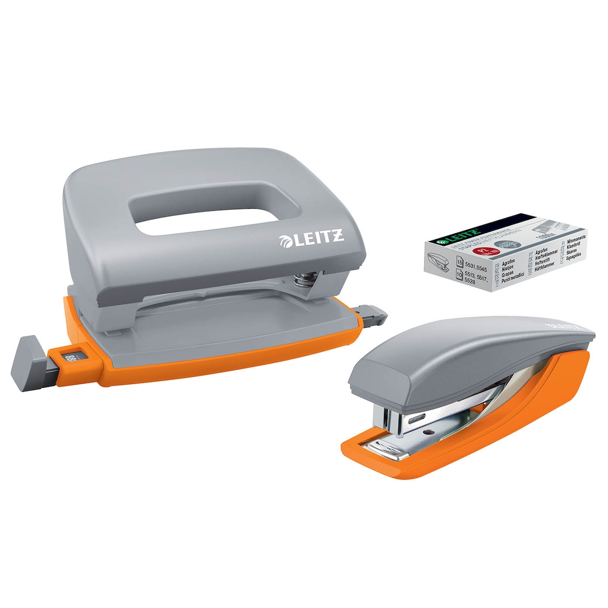 Leitz Set Locher und Heftgerät Urban Chic Grau/Orange Image