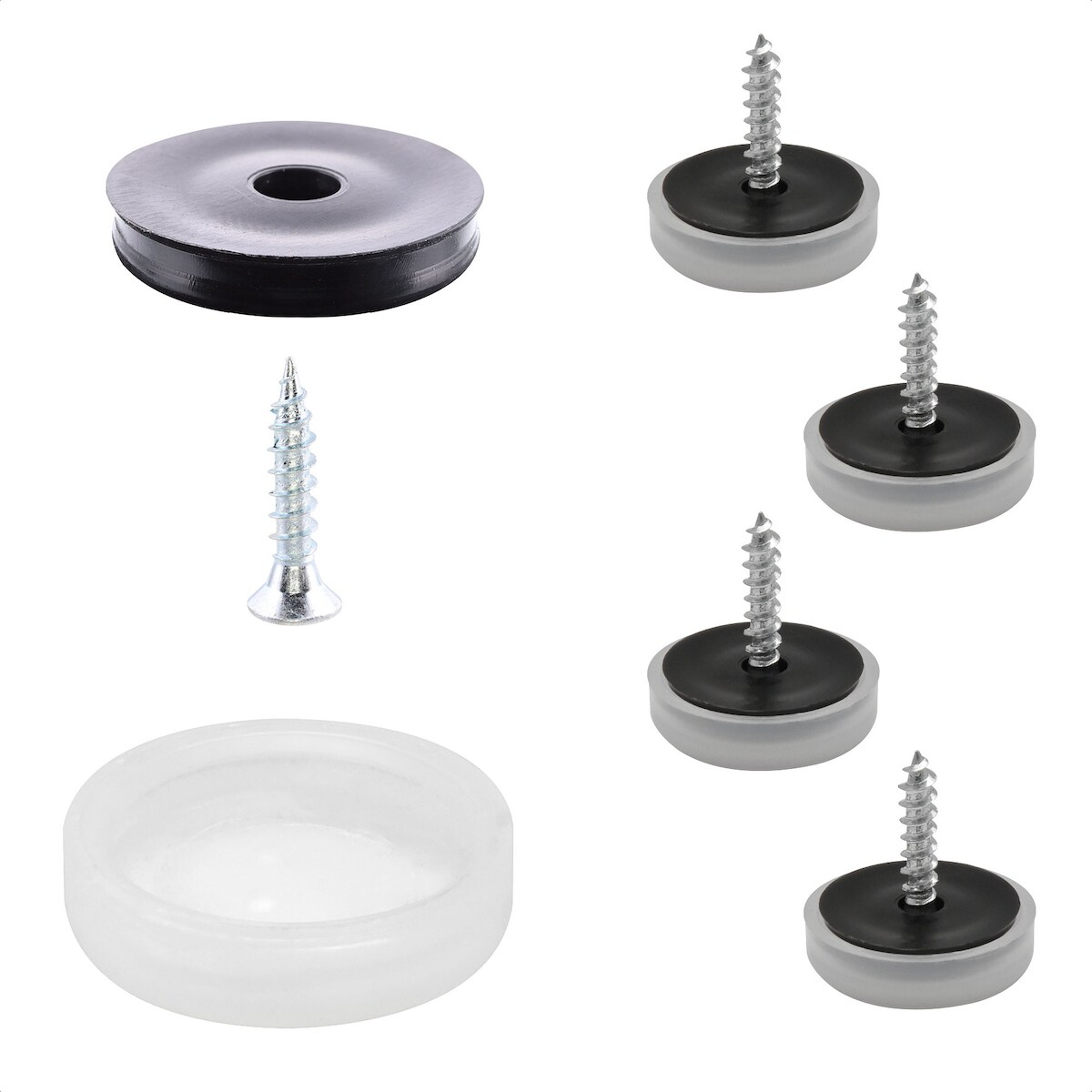 WAGNER QuickClick® Plastikgleiter antirutsch STOPP - zum Schrauben, 4x Basis&Schraube&Einsatz Ø 17 mm, DE-Ware- 15834000 Image