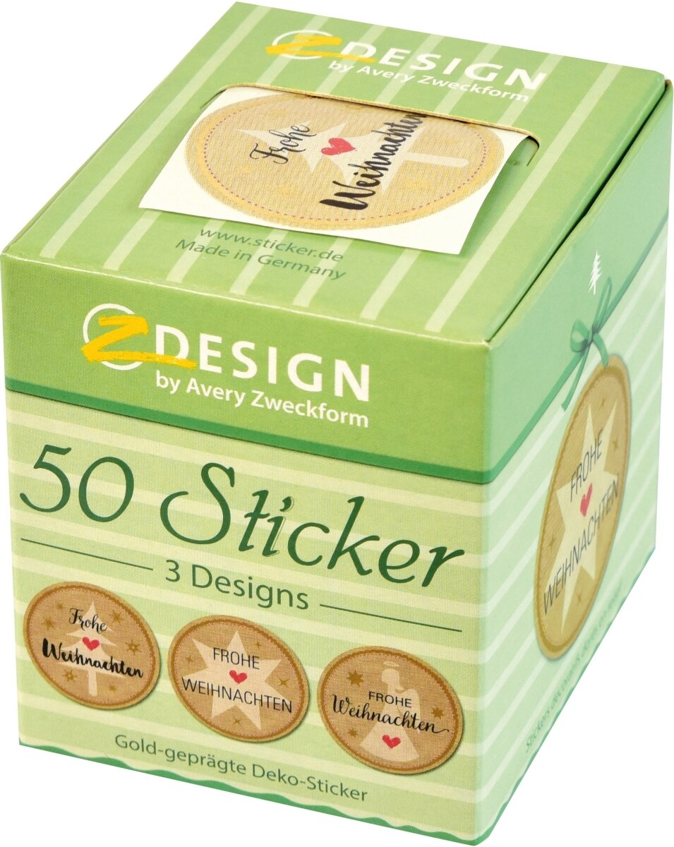 Z-Design Sticker auf Rolle Motiv Frohe Weihnachten rund 38mm 3 Motive 50 Stück Image