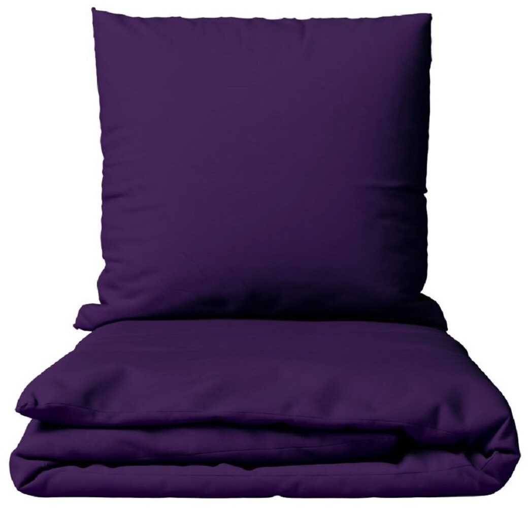 Leonado Vicenti Bettwäsche Baumwolle 135x200 + 80x80 cm Einfarbig Uni lila mit Reißverschluss Image