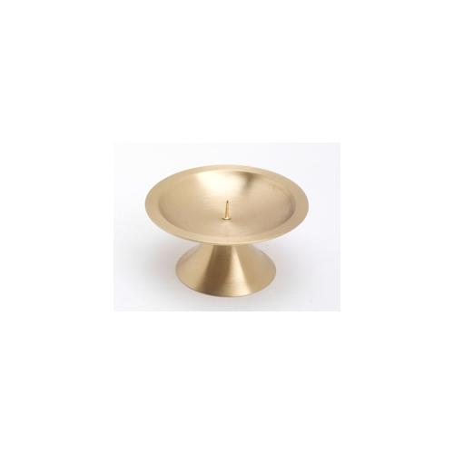Kerzenleuchter Scheibenleuchter Messing Gold matt satiniert mit dünnen Dorn Ø 11 cm für Kerzen