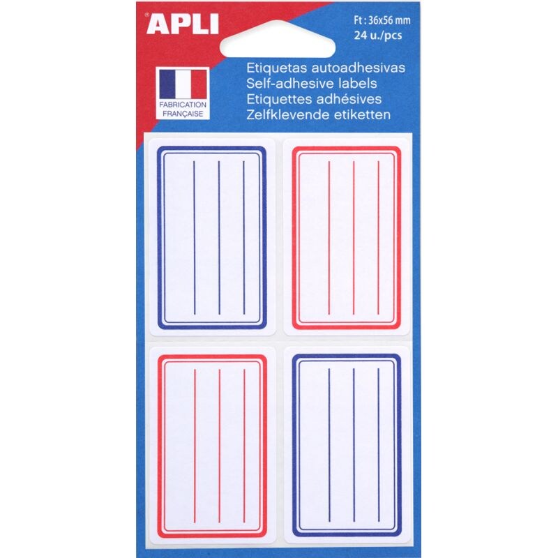 agipa Buchetiketten, rot/blau, 36 x 56 mm, liniert Image