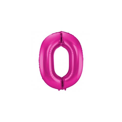 XL Folienballon Zahl 0 in magenta, 86 cm, 1 Stück, Helium Ballon (unbefüllt) – Luftballon