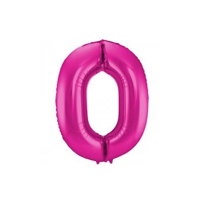 Folat XL Folienballon Zahl 0 in magenta, 86 cm, 1 Stück, Helium Ballon (unbefüllt) - Luftballon