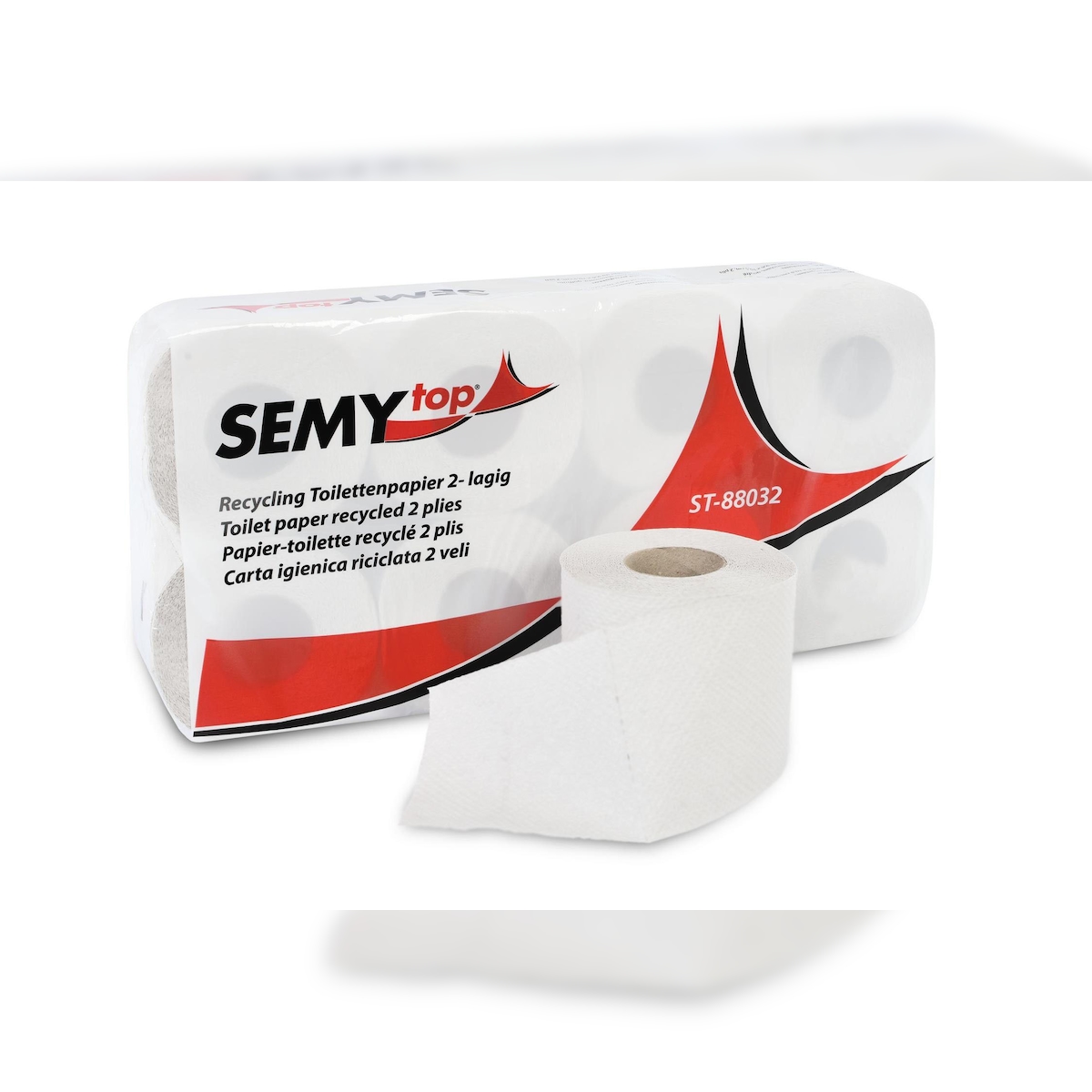 SemyTop 64 Rollen Toilettenpapier, recycling grau, 2lagig, 250 Blatt, 9,6x11cm, Vorratspack Image