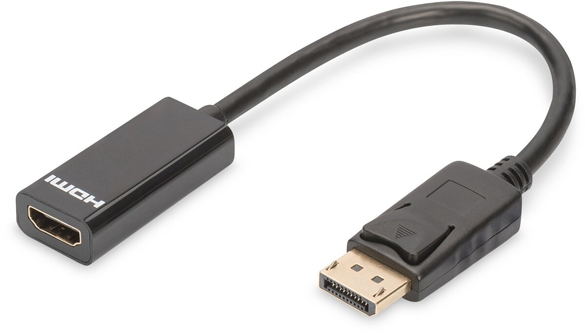 DIGITUS DisplayPort Adapterkabel DP-HDMITyp A 0.15m DP1.1a sw. Image