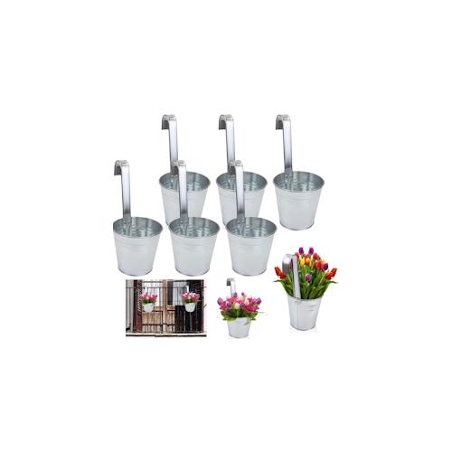 astor24 6 x Blumentopf Hängetopf Pflanztopf Hängetöpfe Blumen Topf Kräutertopf Zink