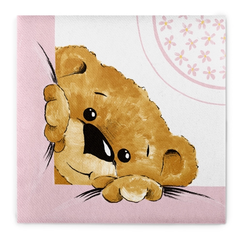 Sovie HOME Serviette Teddy in Rosa aus Linclass® Airlaid 40 x 40 cm, 12 Stück Image
