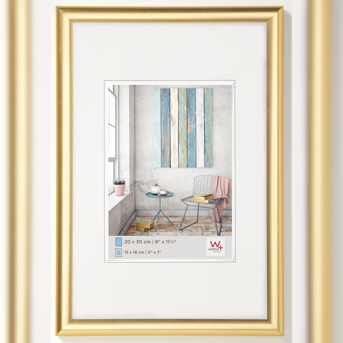 walther + design Trendstyle Kunststoff Bilderrahmen, gold, 7 x 10 cm Image