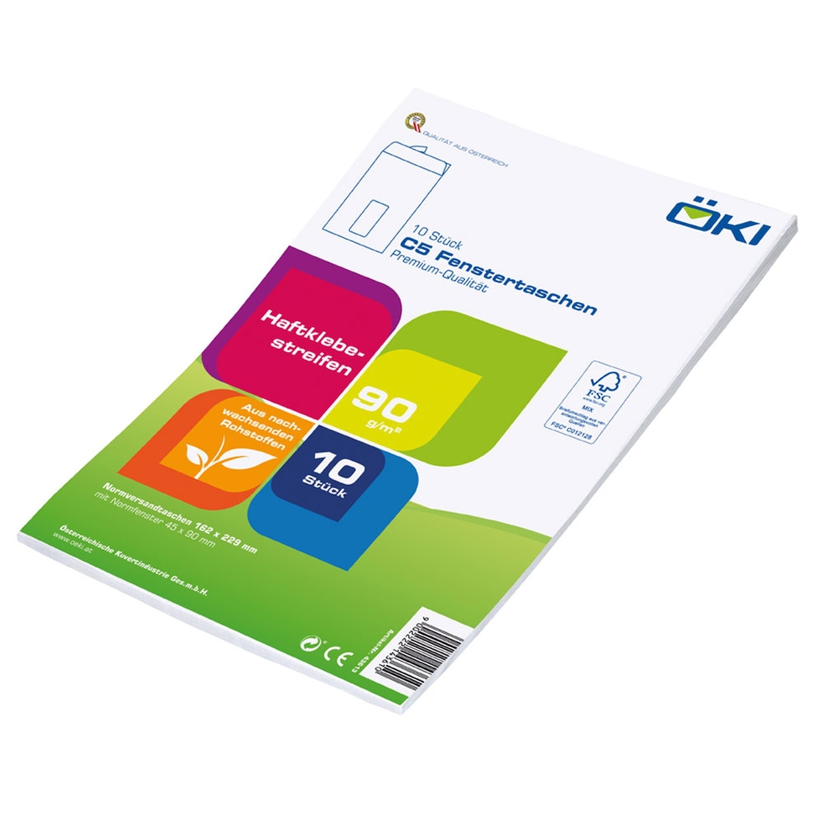 OKI 40x ÖKI Fenstertasche C5T 162x229mm weiß 90 gr. Haftstreifen Image