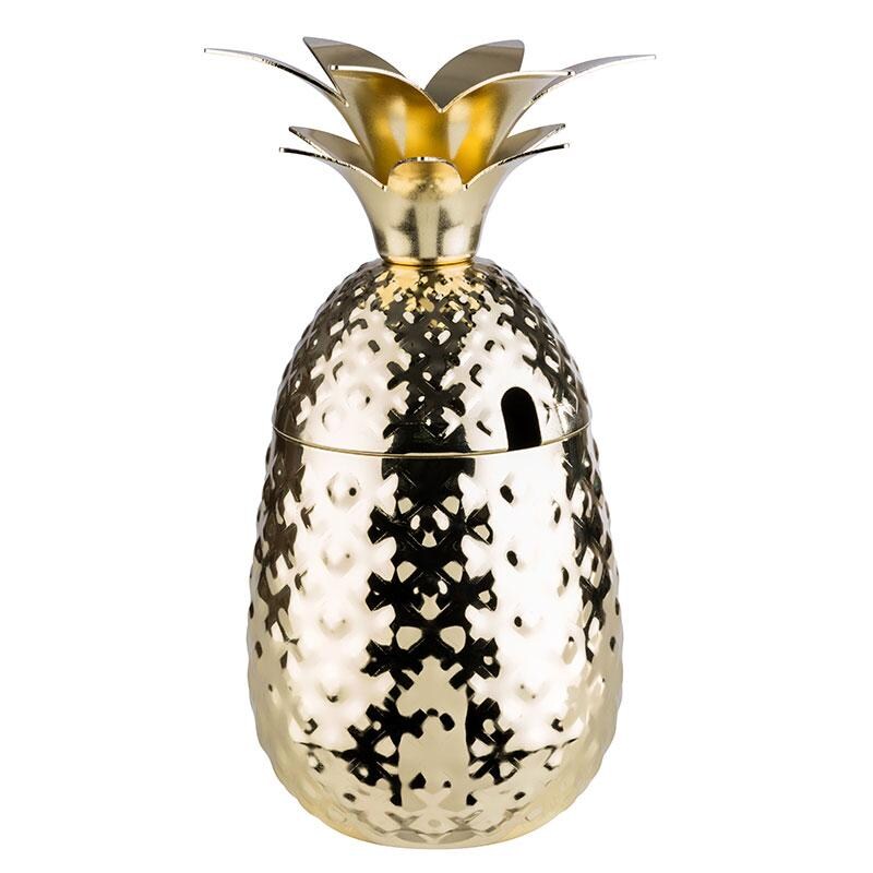 APS Cocktail-Becher PINEAPPLE mit Deckel als Standfuß goldfarben 0,5 L Image