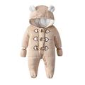 Verve Jelly Infant Boys Girls Cute Zipper Snowsuit Winter Hooded Footed Warm Jumpsuit Outerwear with Gloves Khaki 66 3-6 Months