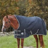 SmartPak Deluxe Stocky Fit High Neck Turnout Blanket with Earth Friendly Fabric - 72 - Medium (220g) - Black w/ Grey Trim & White Piping - Smartpak