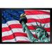 Red Barrel Studio® Statue Of Liberty New York City Against American Flag Patriotic Posters American Flag Poster Of Flags For Wall American Eagle Wall Art Black Wood Fram Paper | Wayfair