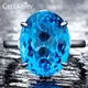 CellMIDReal-Bagues en argent regardé 925 pour femme topaze bleue pierre précieuse aigue-marine