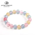 JD – Bracelets en pierre ronde de Jade colorée pour femmes calcédoine Morganite de qualité petits