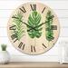 Designart 'Tropical Leaf Of Monstera IV' Farmhouse Wood Wall Clock