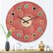 Designart 'Coral Round Geometrical' Mid-Century Modern Wood Wall Clock