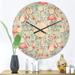 Designart 'Tropical Botanicals, Flowers and Flamingo III' Mid-Century Modern Wood Wall Clock