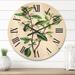 Designart 'Vintage Green Leaves Plants VII' Traditional Wood Wall Clock