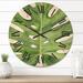 Designart 'Green Monstera Leaf Tropical Palm Botanical Detail' Tropical Wood Wall Clock