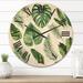 Designart 'Tropical Leaf Of Monstera V' Farmhouse Wood Wall Clock
