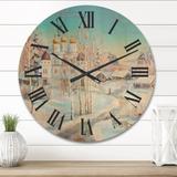 Designart 'Country Road In Winter Landscape With Temple' Traditional Wood Wall Clock