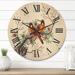 Designart 'Two Chinese Birds On A Flowering Tree Branch' Traditional Wood Wall Clock