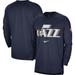 Men's Nike Navy Utah Jazz 75th Anniversary Pregame Shooting Performance Raglan Long Sleeve T-Shirt