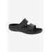 Wide Width Women's Cruize Footbed Sandal by Drew in Black Leather (Size 8 1/2 W)