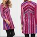 Free People Dresses | Free People Graphic Stella A-Line Mock Neck Fit Flare Dress Xs | Color: Pink/Purple | Size: Xs