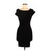 H&M Casual Dress - Mini Boatneck Short Sleeve: Black Solid Dresses - Women's Size Small