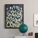 Red Barrel Studio® Indigo Blooming Night I - Picture Frame Painting on Canvas Metal in Black/Blue/Green | 32 H x 23 W x 1 D in | Wayfair