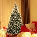 The Holiday Aisle® Green Artificial PVC Flocked Christmas Tree w/ 8 Lighting Modes LED & Pinecones in White | 50.4 W in | Wayfair