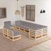 Ebern Designs 9 Piece Patio Lounge Set w/ Cushions Solid Wood Pine Wood in Brown | Wayfair 4687F26742A94A60A1F2ED15E89A3768