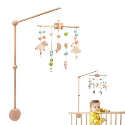 Boîte à musique mobile rotative pour cloche de lit pour bébé porte-jouet pour nouveau-né de 0 à 12