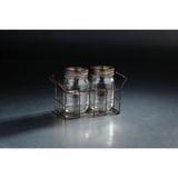 8.5" Clear Glass Tea Light Candle Holder with Rustic Tray