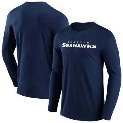 Seattle Seahawks Langarm-T-Shirt in Primärfarbe mit Wortmarke - Herren Image