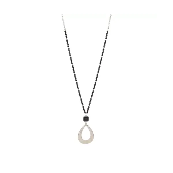 belk-womens-silver-tone-34-inch-+-3-inch-extender-jet-beaded-necklace-with-open-teardrop-pendant-with-square-jet-stone-accent/