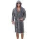 Luxury Man Hooded Dressing Gown Soft Plush Bath Robe for Men Housecoat Loungewear Bathrobe S-5XL (XXXXXL, Gray)