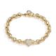 Gold Belcher Bracelet with Heart Charm Real 18k Gold Plated Jewellery with Intricate Design - Premium Belcher Bracelet for Ladies - Fits to 7 to 7.5 Inch Wrists - Clear Crystal Heart Charm