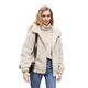 Women Beige Faux Fur Sherpa Coat Jacket Women Teddy Short Coat Jacket Women Winter Shearling Coat Jacket Women Casual Overcoat Women Mid Length Warm Outerwear Women Shaggy Fluffy Fuzzy Coat Jacket XXL