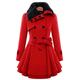 WJANYHN Autumn and Winter Fashion Casual Women's Slim Long Woolen Coat Double-Breasted Woolen Coat Trench Coat Women Red