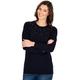 Klass Women's Knitted Top in Dark Blue with Faux Pearl Embellished - Long Sleeves and Round Neckline - M