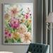 Red Barrel Studio® Jardin de Fleurs - Picture Frame Painting on Canvas in Black/Blue/Green | 36.5 H x 26.5 W x 1.5 D in | Wayfair