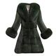 BUKINIE Womens Thicken Warm Winter Coat Luxury Elegant Parka Faux Fur Trimmed Open Front Long Cardigan Jacket Outwear Lady's Wedding Party Coats for Winter(Green,XXL)