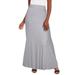 Plus Size Women's Everyday Stretch Knit Maxi Skirt by Jessica London in Heather Grey (Size 26/28) Soft & Lightweight Long Length