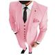 Men's Pink Business Suits Two Button 3 Piece Slim Fit Notch Lapel Wedding Tuxedos Suit 42/36