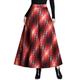 Byqny WanYangg Women's Elastic Fall Winter Plaid Maxi Dress Long Ankle Skirts Umbrella Skirt Flare Vintage Tartan Skirt Flowy Warm Wool Woolen Skirts A-Line Grid Pattern 2# red XL