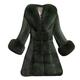 BUKINIE Womens Thicken Warm Winter Coat Luxury Elegant Parka Faux Fur Trimmed Open Front Long Cardigan Jacket Outwear Lady's Wedding Party Coats for Winter(Green,M)